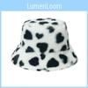 New Arrival Winter Fashion Plush Bucket Hat Warm Hat Heart Ecg Wave Fisherman Hat Men Women Black