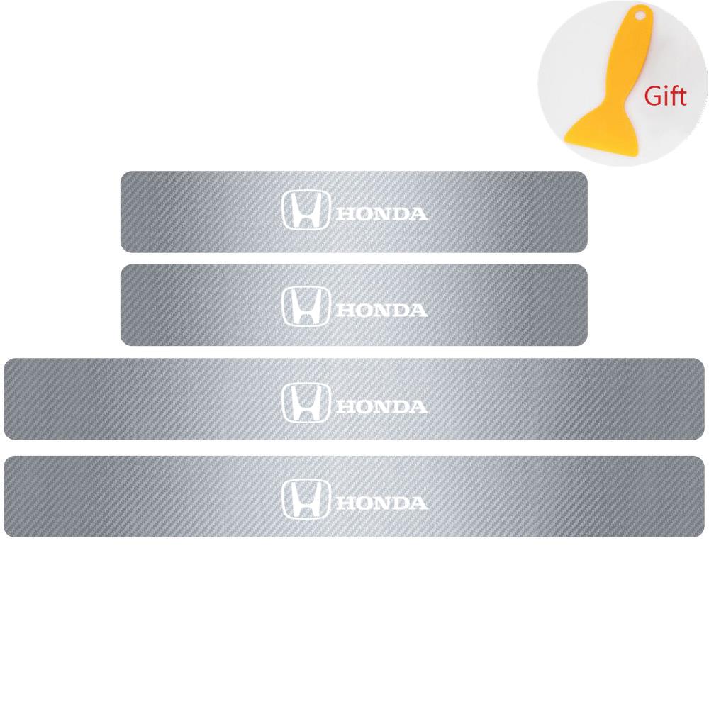 4PCS Carbon Fiber Car Door Sill Sticker Badge Threshold Car-Styling For Honda Mugen Typer Avancier Civic FK8 FIT CRV XRV CRH