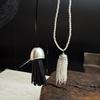 Fashion Pearl Tassel Long Necklaces Adjustable Korean Style Sweater Chain Leather Rope Women's Necklaces Women