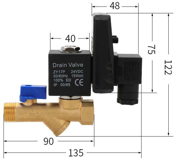 220VAC 24VDC Brass Valve with Automatic Switch of Electronic Drain Valve for Air Compressor