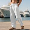 Men's Autumn Cotton Linen Breathable Straight Leg Trousers - Loose Fit Casual Sports Pants