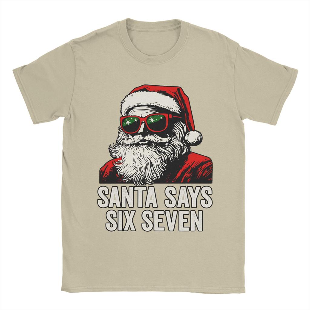 Julen Tomten Säger Sex Sju 67 T-Shirt Strand Bomulls T-Shirts För Män Mode Tryck T-Shirt Kortärmad Vintage Kläder