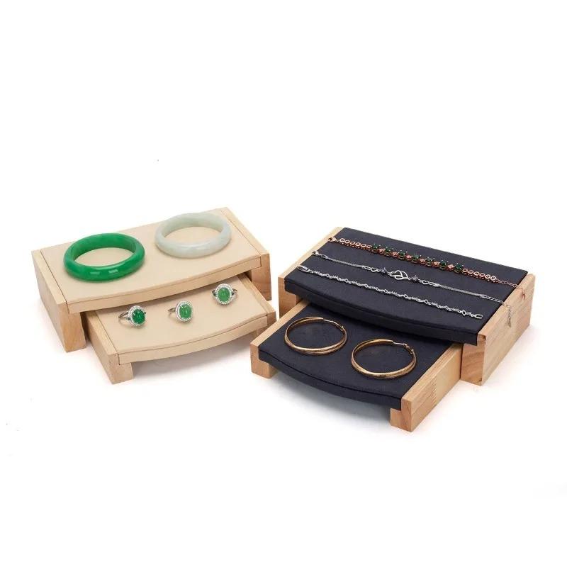 Wooden Jewelry Art Box Organizer Velvet Display Exquisite Luxury Jewelry Storage Box Aesthetic Necklace Earring Ring Ornaments Display Showcases Tray