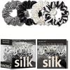 4PC 100% Striped Wave Point Silk Hair Scrunchies Anti-Slip Hair Ties Skinny Hairbands Ponytail Holders Hair Care Accessories