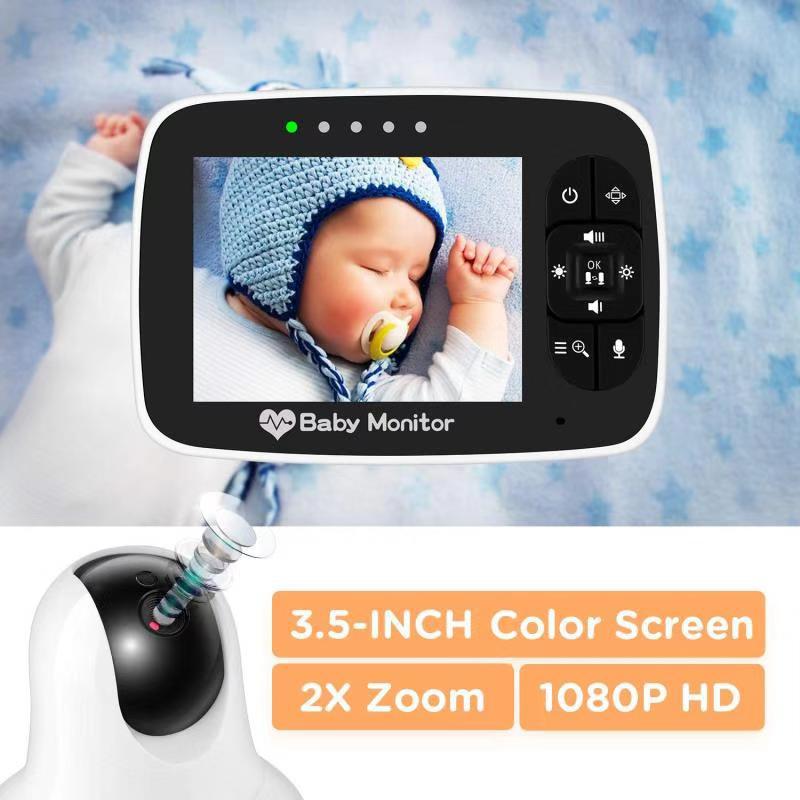 EU 3.5 inch Baby Monitor M935 Infrared Night Vision Wireless Video Color Monitor Lullaby Remote Pan-Tilt-Zoom Talk BackAA