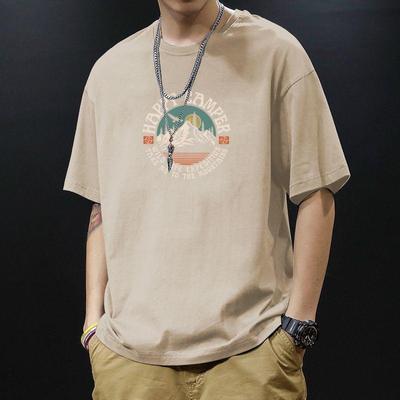 Men's Summer Short-sleeved Loose T-shirt Youth Round Neck Pullover Sports Tops