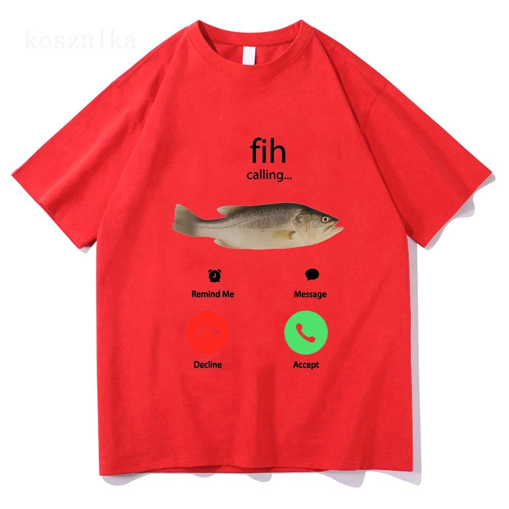 Fih Chiamata Ricordami Messaggio Rifiuta Accetta Chiamata Telefonica T-shirt Pesce Divertente Abbigliamento Pescatore T-shirt Uomo Donna Cotone Tee