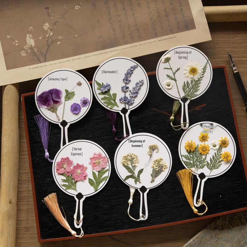 Creative DIY Bookmark Kit: Blank Cards with Embossed Dried Flowers and Leaves