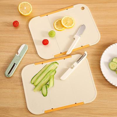 Portable Three-Fold Kitchen Cutting Board and Knife Set for Camping