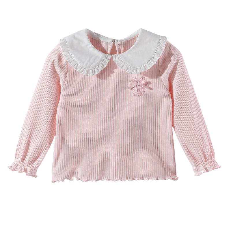 Disney Girls' Embroidered Doll Collar Long-Sleeve T-Shirt