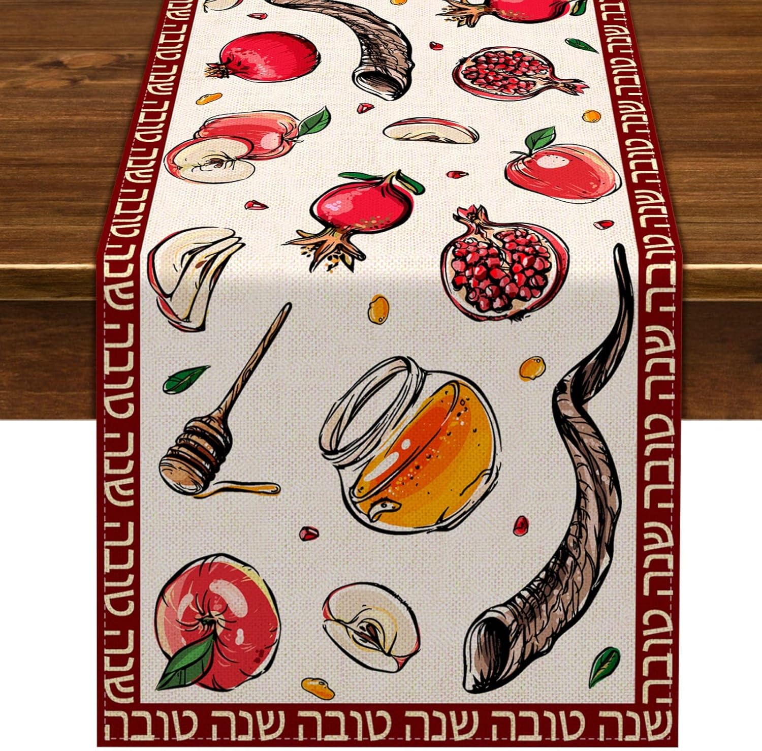 Rosh Hashanah Linnen Tafelkleden Commode Sjaal Decor Shana Tova Joods Nieuwjaar Tafelkleed Keuken Feesttafel Decoratie 150x33cm