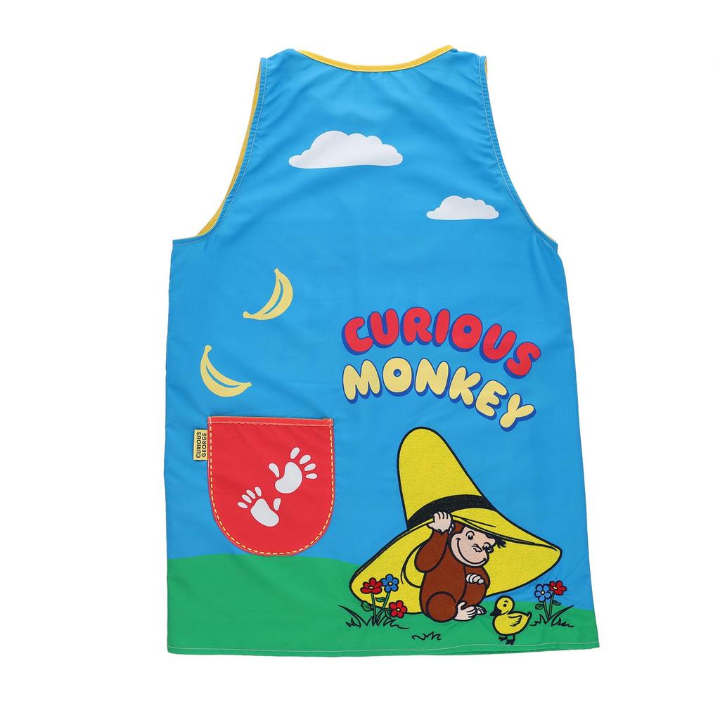 Marushin Curious Nap Curious Cartoon Cooking Side 4765038100 Orchid-Shaped Apron, George, George, Monkey, Girls, Boys, Apron, Pocket, TC, Apron,