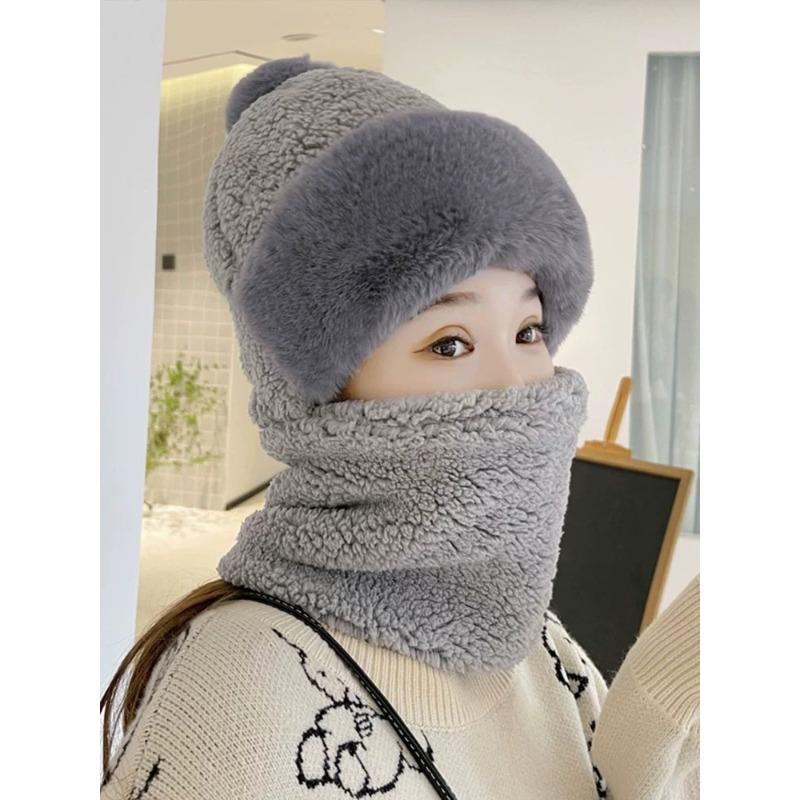 

Зимняя женская шапка, бархатный и утолщенный велосипедный ветрозащитный и холодозащитный шарф, маска интегрированная теплая защита ушей сумка головная шапка 55-58