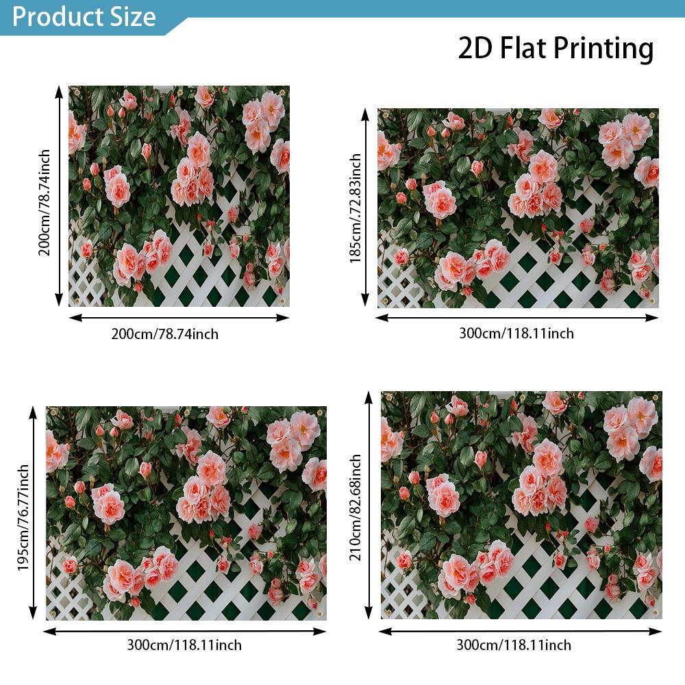 1Pcs Sunshade Pink Roses Trellis Decoration Background Winter Backdrop Decorations For Photo Studio Photo Booth Christams Party