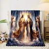 Sacred Heart Jesus Mary Angel Blanket  Printed Blanket for Living Room Bed Couch lunch break Soft Cozy Blanket for Friend's festival Gift