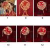 Tassels Phoenix with Pendant Handheld Bridal Group Fan Hand Bouquets Chinese Fan Embroidery Fan