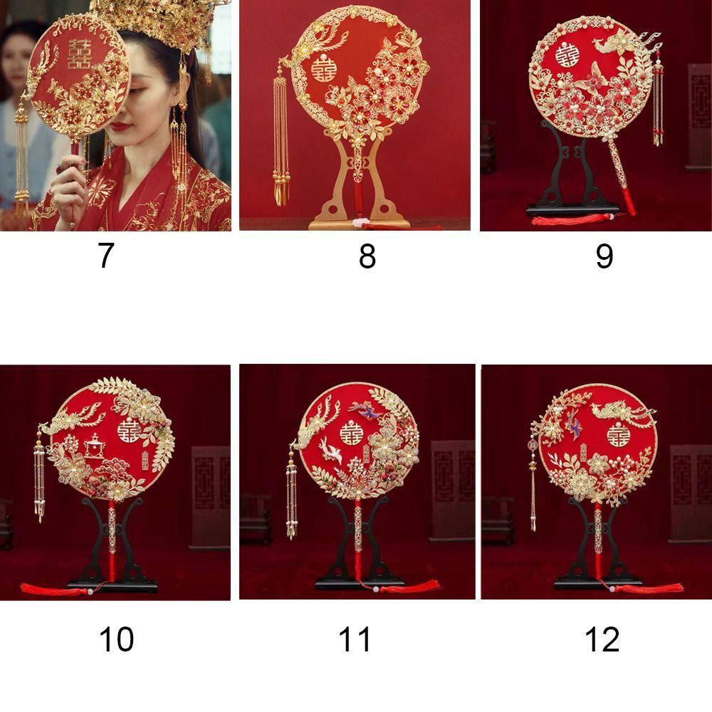 Tassels Phoenix with Pendant Handheld Bridal Group Fan Hand Bouquets Chinese Fan Embroidery Fan