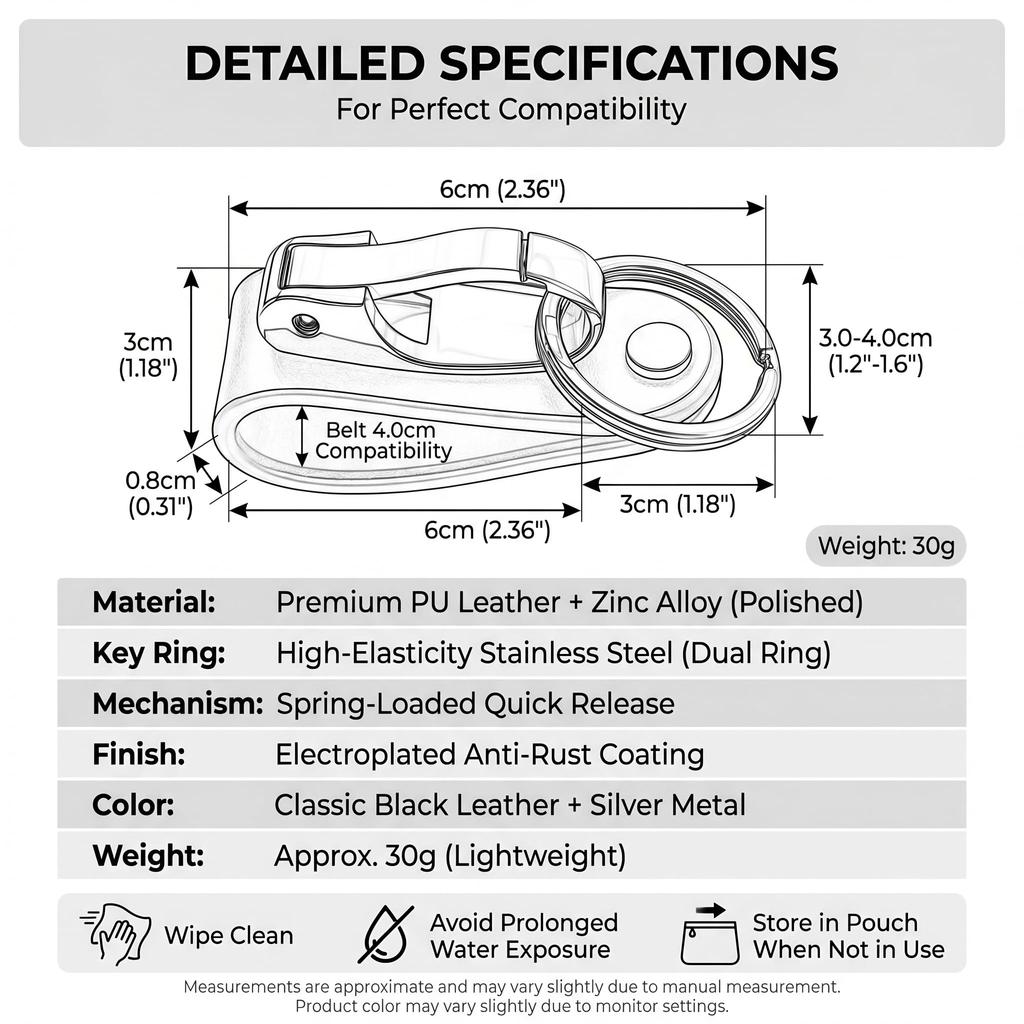 [Liangery] Keychain Belt Hook Men's Belt Loop Sturdy Car Key