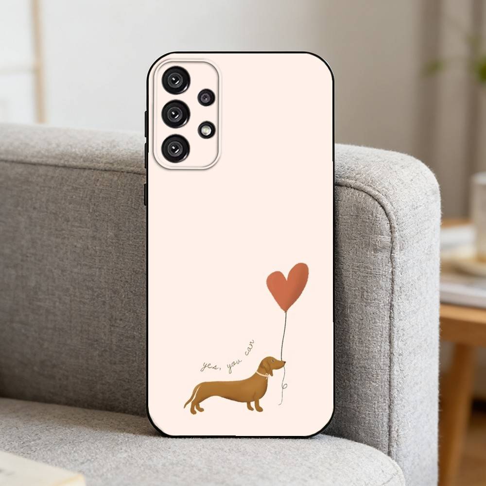 C-Cute Dachshund   Phone Case For Samsung S25,S24,S21,S22,S23,S30,Ultra,S20,Plus,Fe,Note,10,9,5G Black Cover