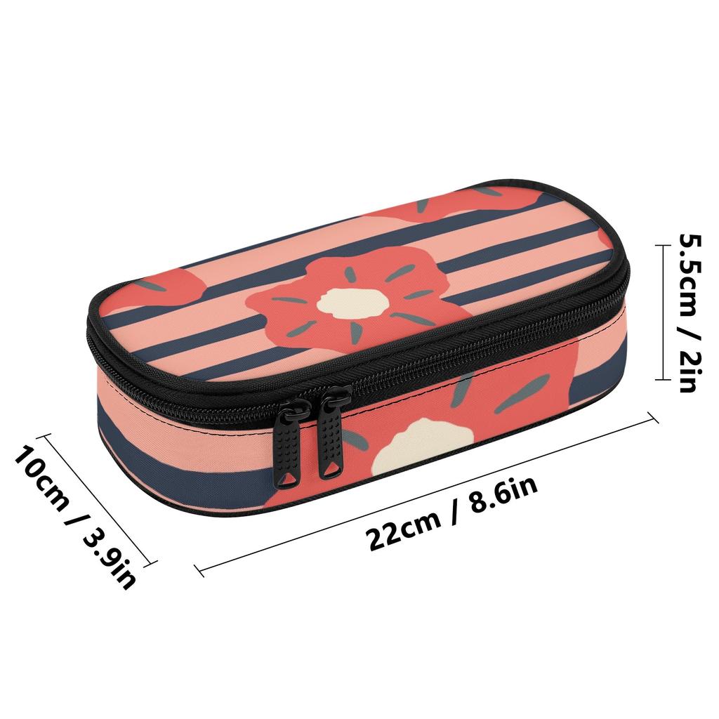 Pencil Case Printed 300D Polyester Secure Zipper with Mesh Pocket Removable Divider and Pen Slots for College and School Use