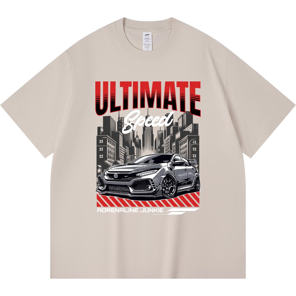 

230GSM 100% Cotton T-Shirt Ultimate Speed Print Tees Funny Harajuku Style Combed Cotton Tshirt XS абрикосовый