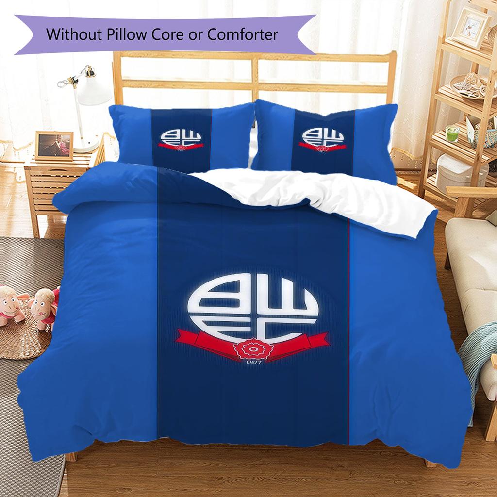 Bolton Poster Bettwäsche Steppdecke Set Bettbezug Kissenbezug Heimdekoration Geburtstagsgeschenk (1 Bettbezug + 2 Kissenbezüge, ohne Füllung)