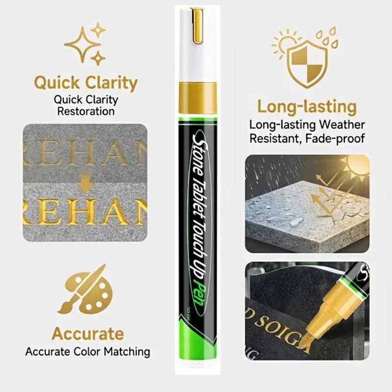 Grabstein Reparaturstift Design Zur Reparatur Verwitterter Grabstein Inschriften Goldener Gedenkstein Reparatur Stift