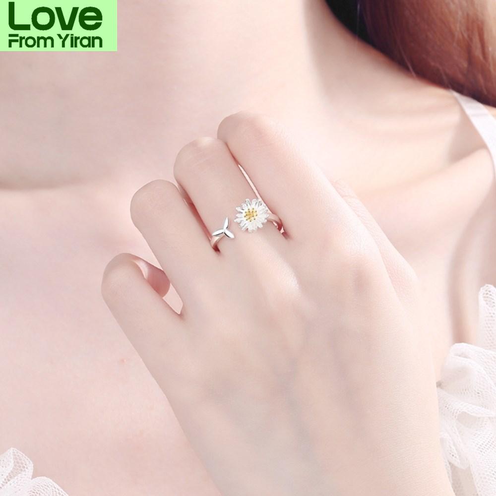 Nehzy 925 Sterling Silver New Women 'S Fashion Jewelry High Quality Chrysanthemum -Shaped Open Ring Adjustable Size