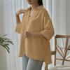 ZANZEA Women Classic Collar Loose 3/4 Sleeve Solid Blouse