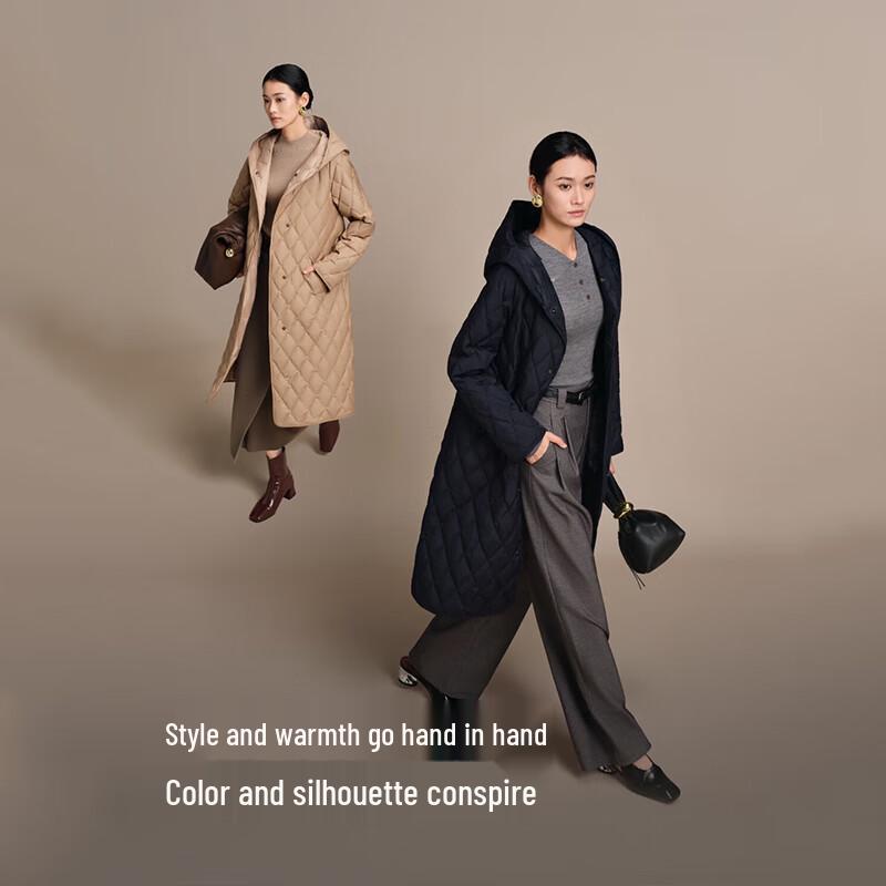 BOSIDENG Women's Goose Down Diamond Quilted Hooded Jacket