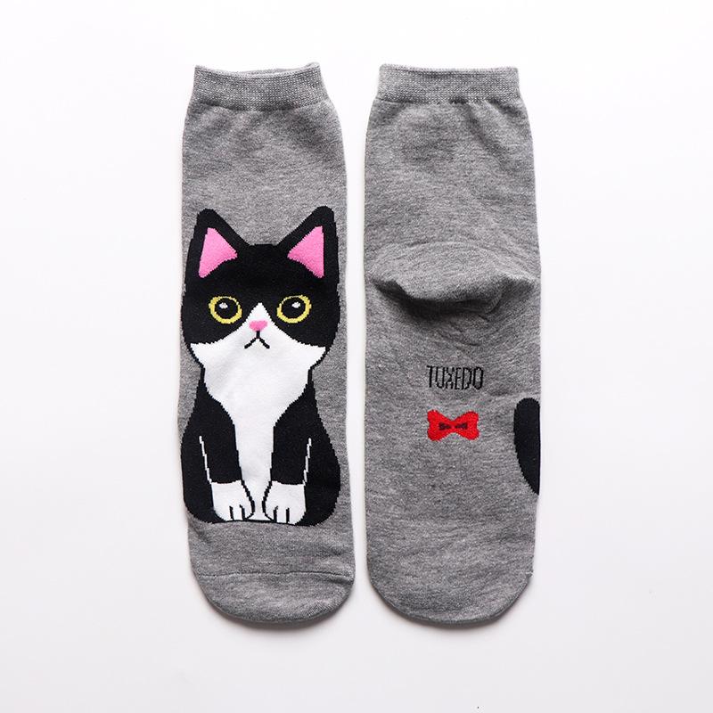 Korea Cartoon Cute Cat Socks Women Cotton Casual Skateboard Style Socks Spring Summer Gift