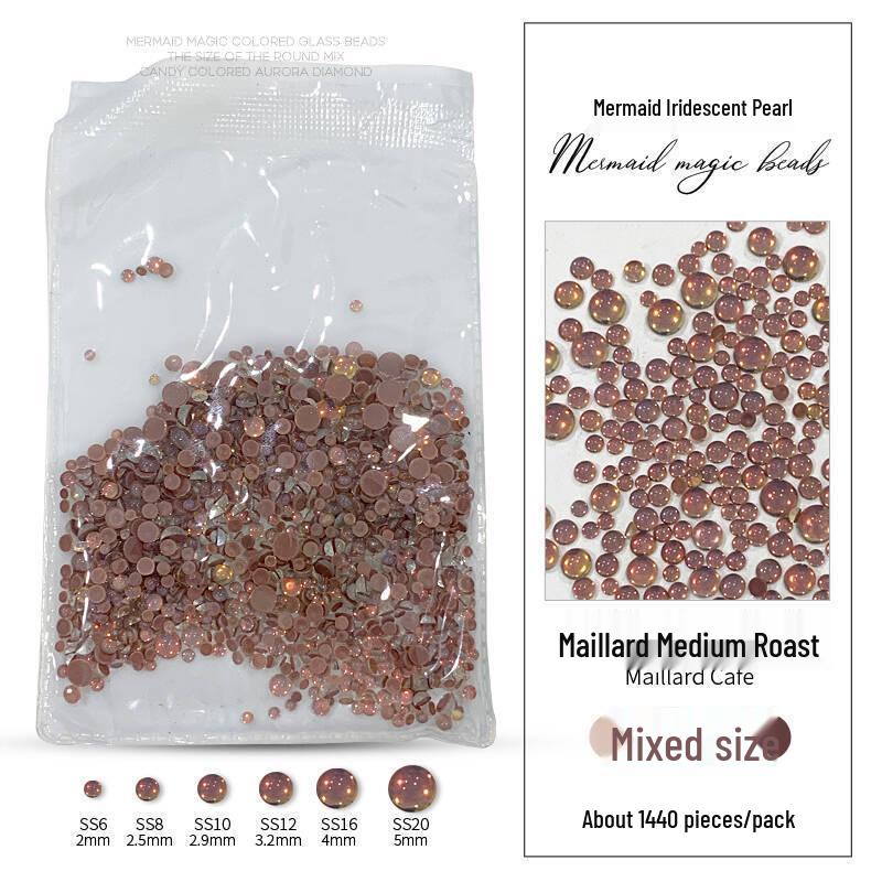 Mermaid Candy Color Bubble Beads: Iridescent Flat Back Nail Art Rhinestones