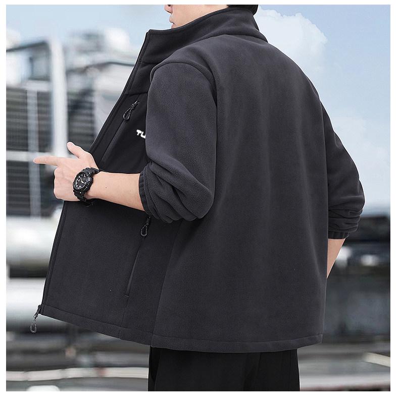 Woodpecker Men's Thickened Fleece Hoodie Jacket - Warm Stand Collar for Autumn/Winter Outdoor Sports
