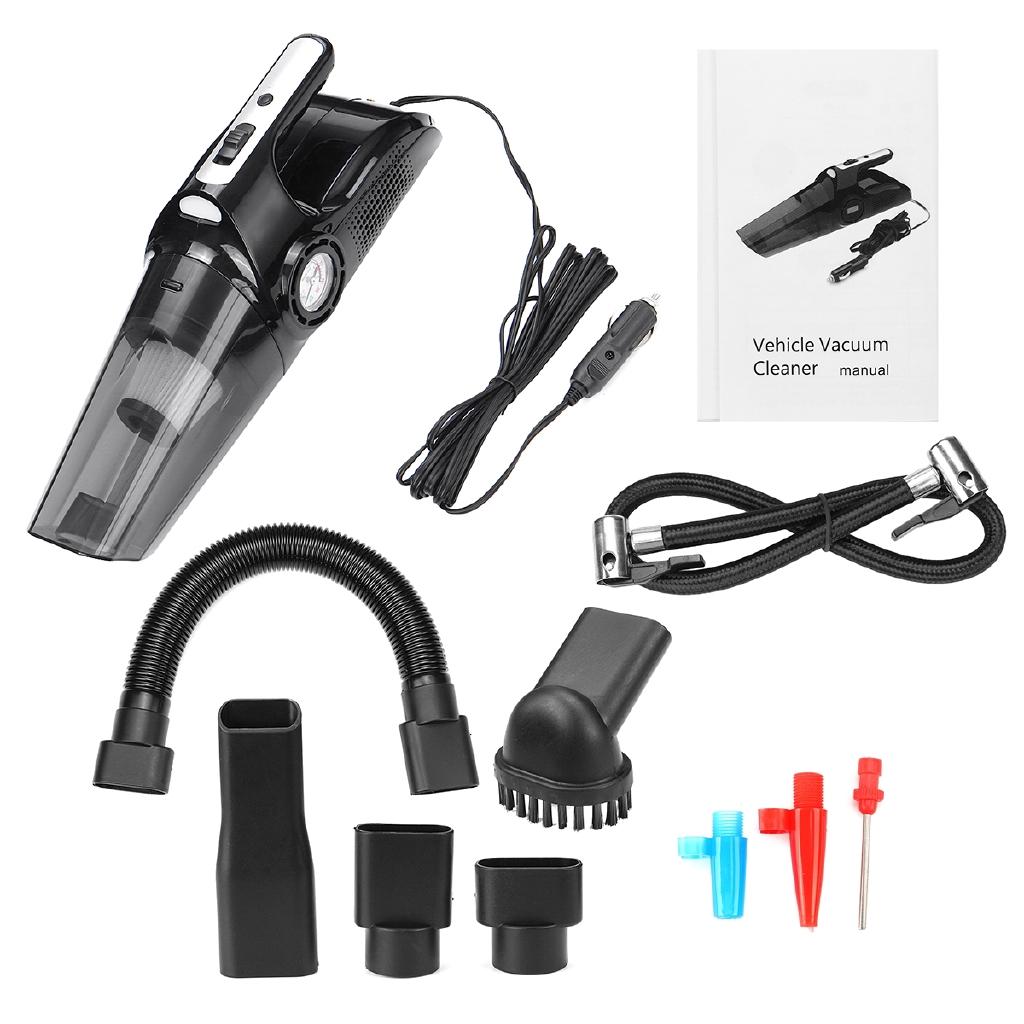 120W Automobile Car Vacuum cleaner Vacuuming Auto Portable Handheld Vacuum Cleaner Wet Dry Tire Inflator Pump Pressure Gauge 4-In-1