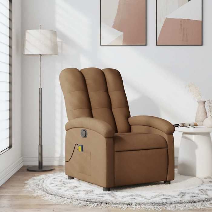 VidaXL Reclining Massage Armchair Brown Fabric 371743
