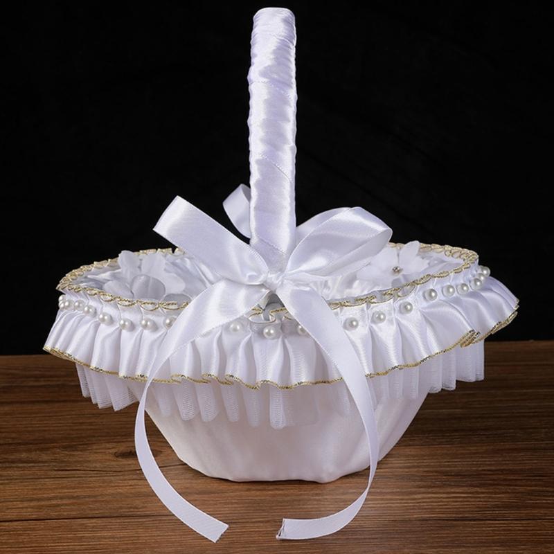 Princess Style Decorative Storage Basket With Metallic Accent Perfect For Bridal Showers Anniversaries And Photo Props