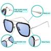 [FEISEDY] Retro Square Aviator Sunglasses, Iron Man Tony Stark Sunglasses, Trendy Downey Jar Gradient Lenses