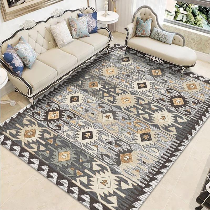 Retro Ethnic Style European-style Living Room Carpet Bohemian Non-slip Coffee Table Carpet Household Easy-to-take Crystal Velvet Carpet