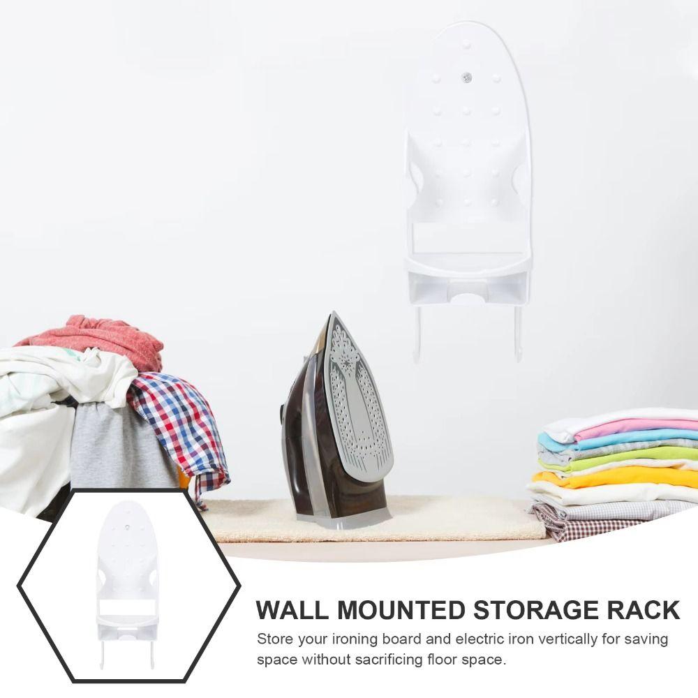 Two-in-One Hooks Ironing Board Hanger Black White Storage Rack Portable Iron Holder Household