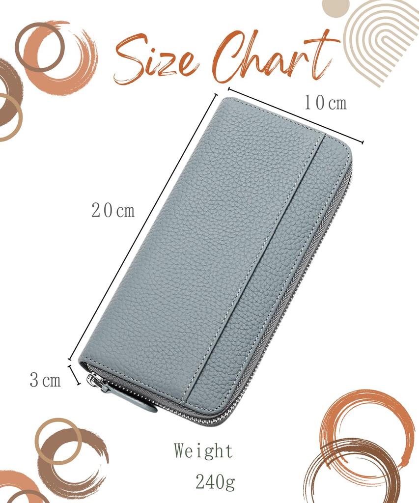 Long Genuine Large Card Business Round Zipper [Eterglam] Women's Wallet, Garçon Wallet, Leather, Capacity, Wallet, (Dark Green)
