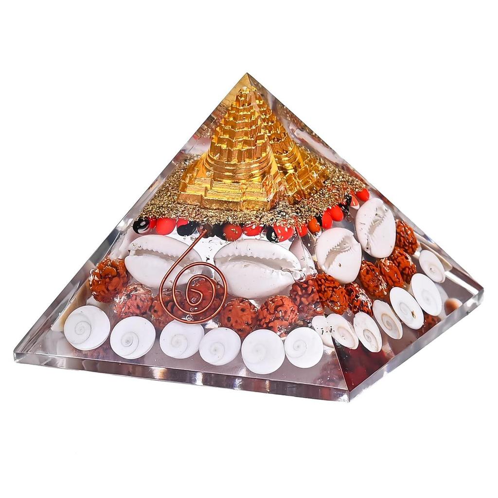 Shree Yantra Pyramid (90mm) – Original Gomti Chakra Vastu Item for Home & Office | Laxmi Pyramid for Positive Energy