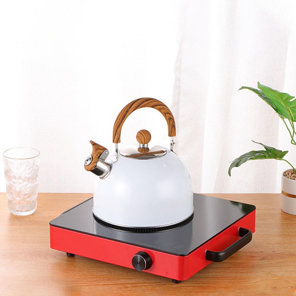 2.5L Capacity Whistling Kettle 304 Stainless Steel White Color Whistling Tea Kettle Ergonomic Handle Foldable Handle