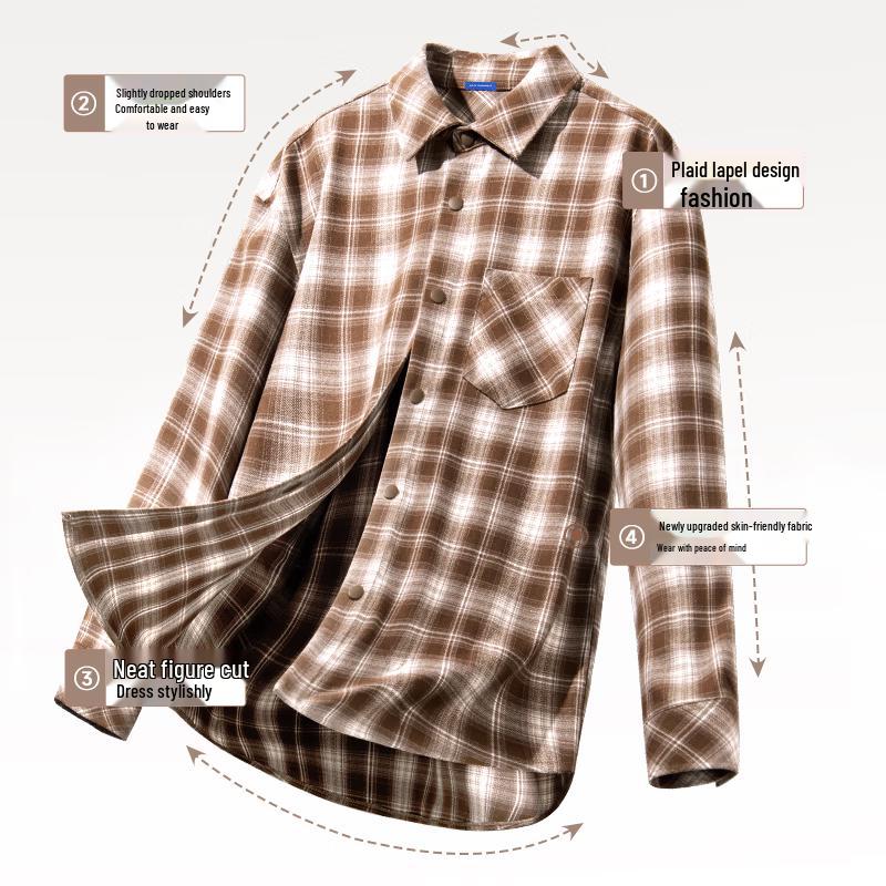 Mark Fairwhale Men's American Flannel Plaid Long Sleeve Shirt