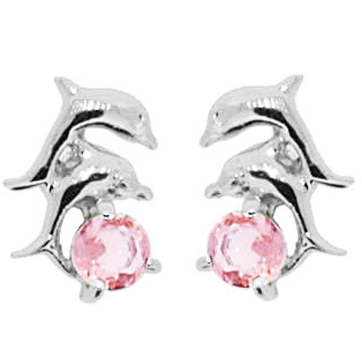 

Les Trésors De Lily [F6835] - BO Silver Tendres Dauphins Серебристо-розовый (родий) - 11x6 мм