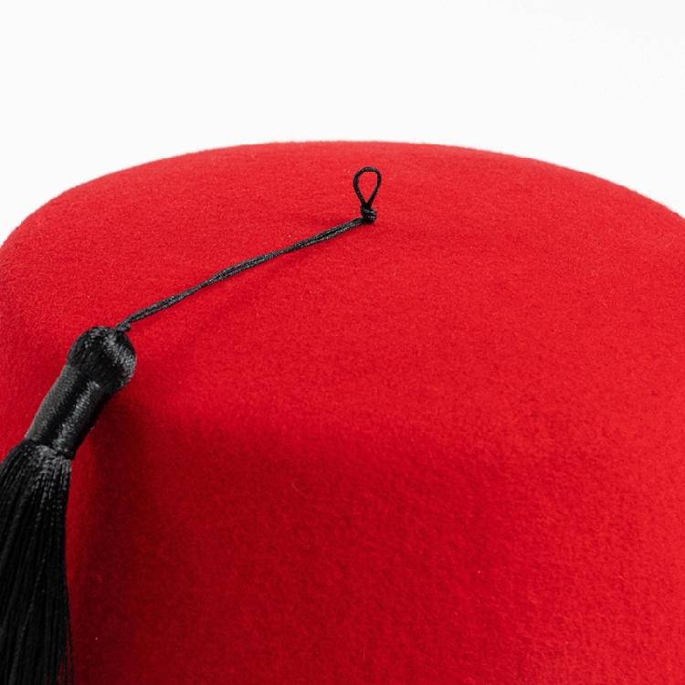 Tarboosh Hat with Black Tassels Ethnic Hat Folkloric Ottoman Turkish Fez Hat