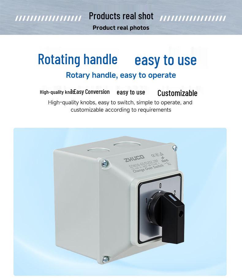 Zhuochao SZW26-63/D202.2BF Waterproof 3-Speed Changeover Switch