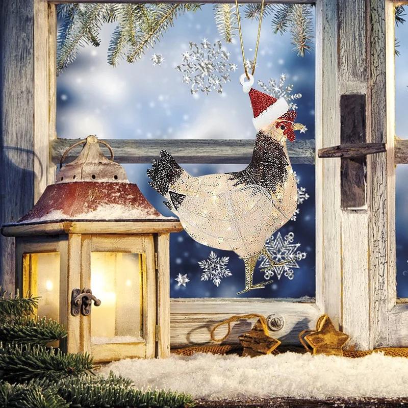 LED Restehähnchen Schild Hängeanhänger Kugel Innen Außen Neujahr Weihnachtsbaumschmuck Weihnachtszubehör