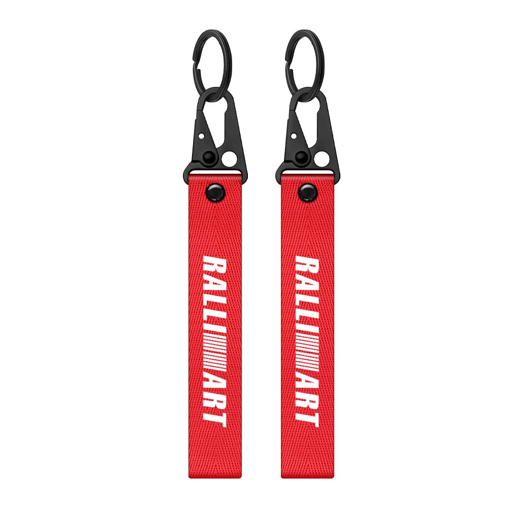 Cxfnzt1 1/2PCS Car Nylon Metal Emblem Keychain Lanyard Key Rings For Mitsubishi Eclipse Cross Space Star Outlander Asx Galant Fortis EX
