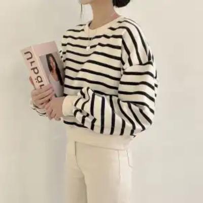 Striped Sweatshirt for Women New Autumn and Winter Pullover Round Neck Fashionable Loose Casual Long-sleeved Top