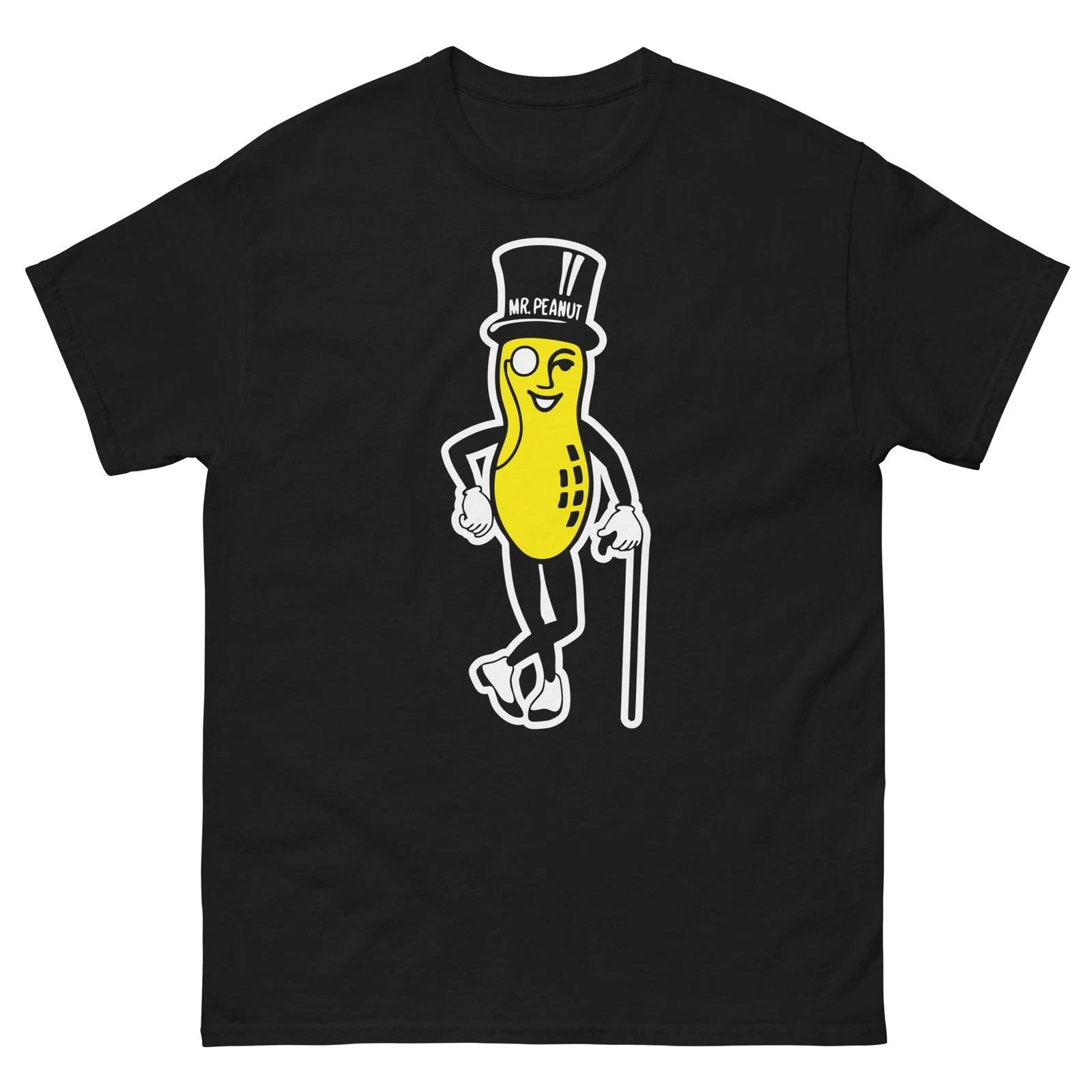 Mr Peanut Black Graphic 100% Cotton T-shirt Mens Tees Top Unisex classic tee L